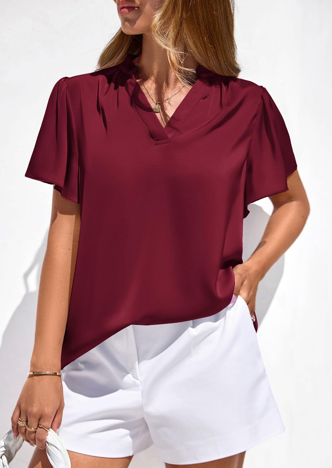 PRETTYGARDEN Women's Summer Satin Dressy Casual Blouses image 2