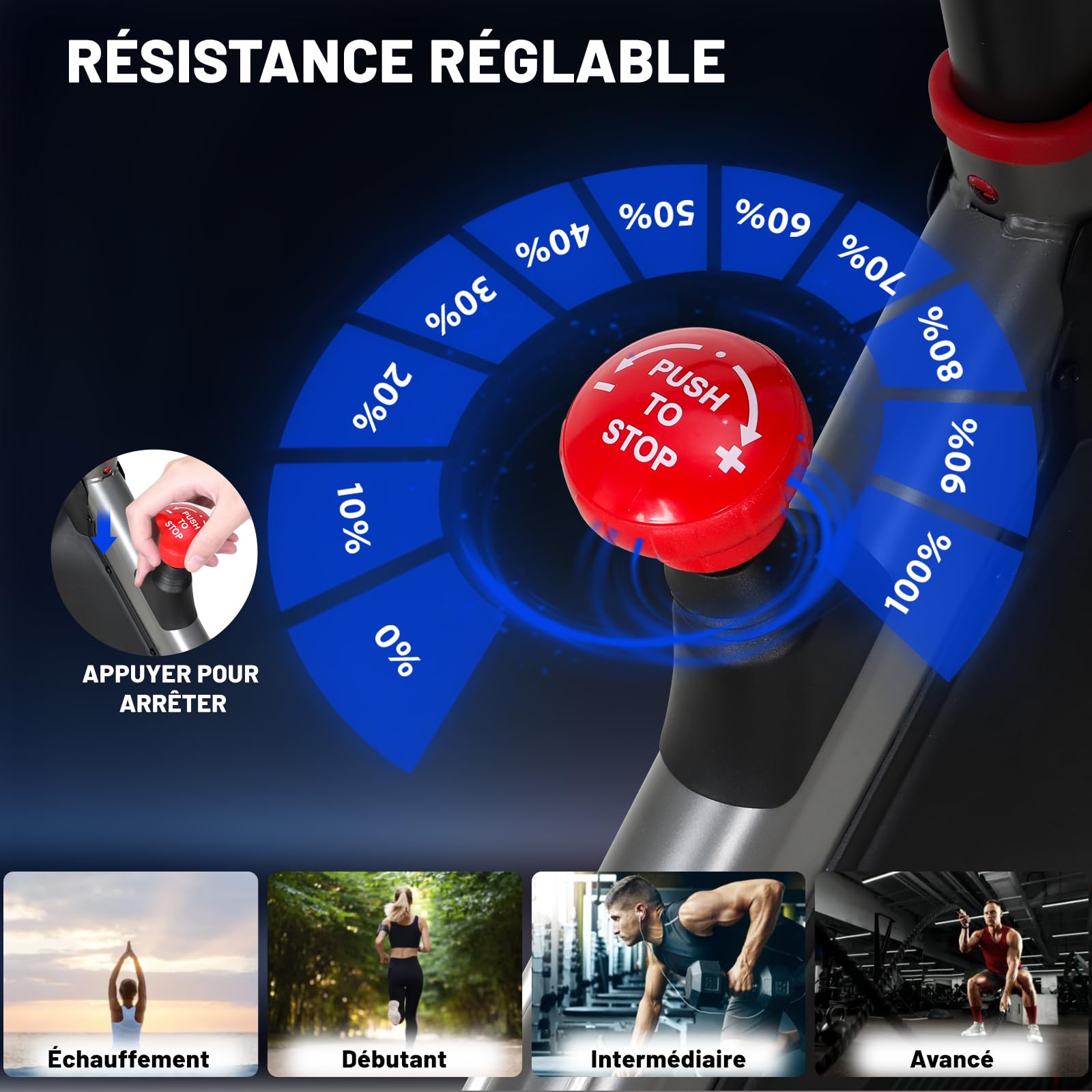 Vélo d'Appartement avec Résistance Ajustable et Silencieuse, Volant d'Inertie 8KG, Vélo d Appartement d'Entraînement Professionnel Écran LED, Impulsion, Velo Appartement avec Selle Réglable