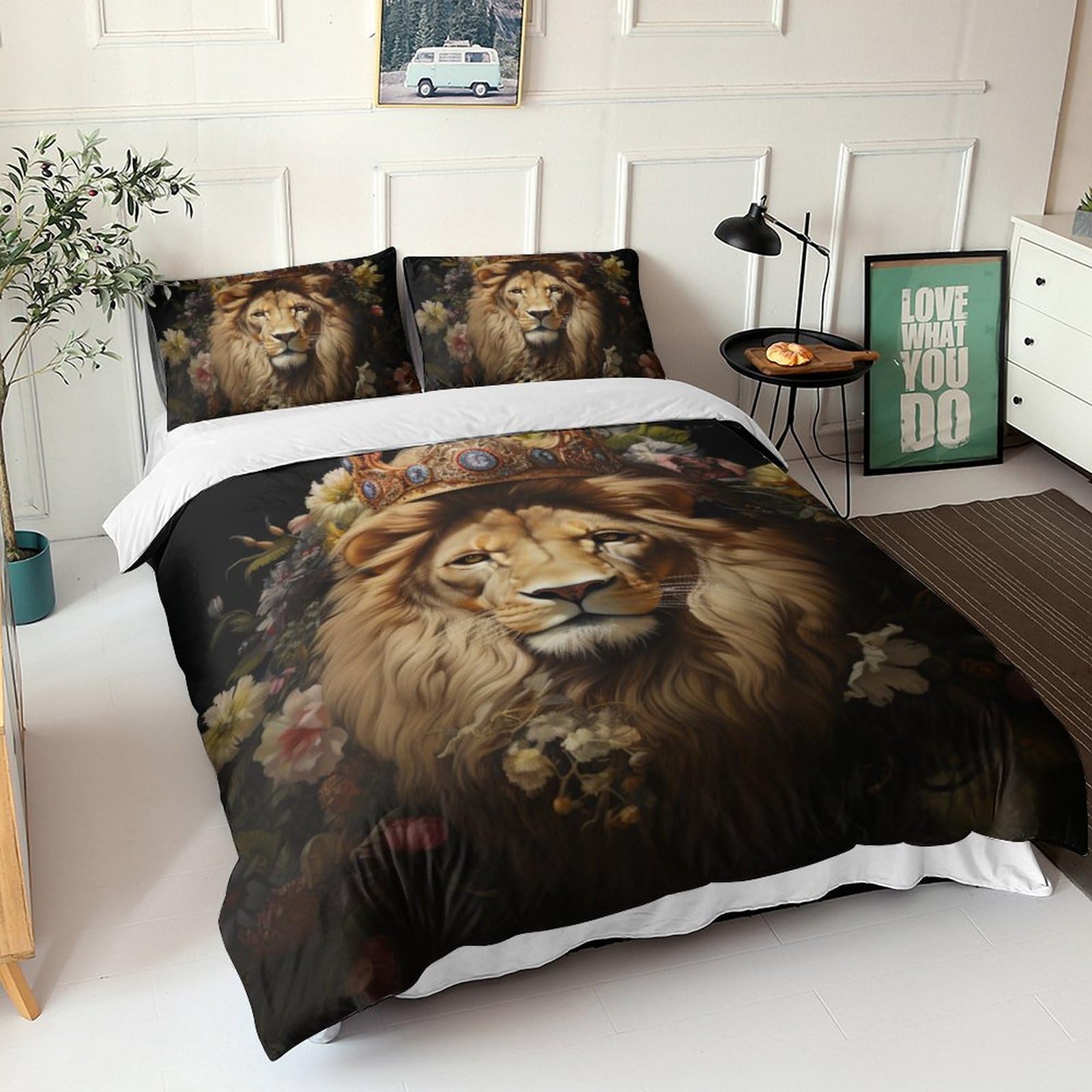 Parure de lit lion en microfibre douce pour stopper la transpiration nocturne