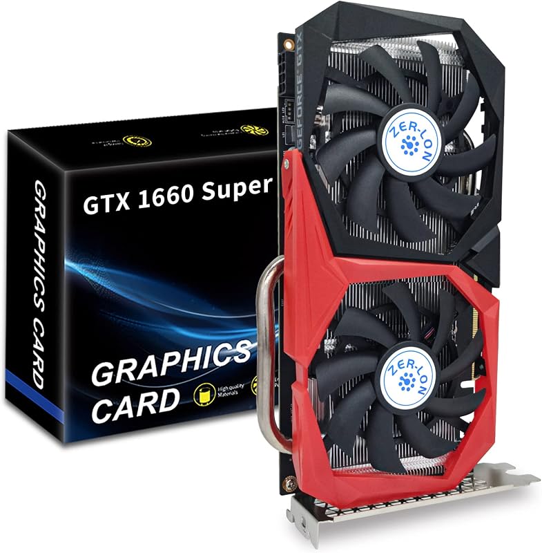 ZER-LON GeForce GTX 1660 Super 6GB Graphics Cards, GDRR6 192Bit PCIE 3.0X16 Computer Gaming Gpu, Dual Freeze Fans Video Card with HDMI/DP/DVI Ports Support 4K and 8K HD
