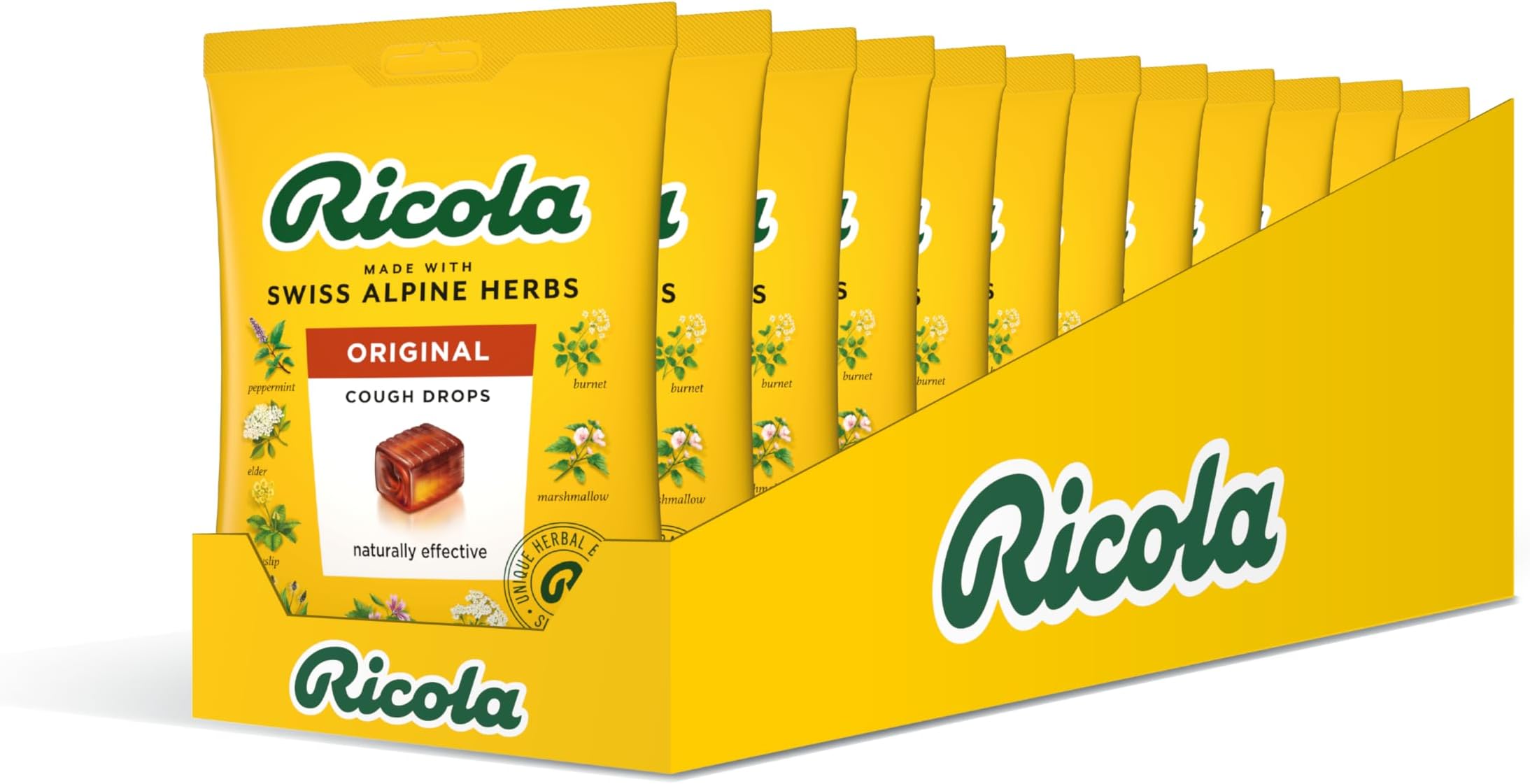 Original Cough Drops Bag, Pack of 12, Naturally Effective Throat Lozenges, Cough Sweets, 75 g