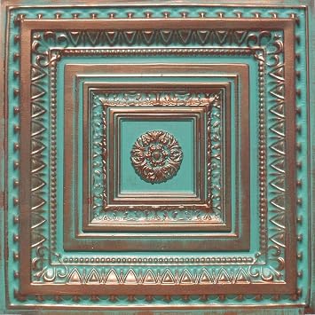 Brilliance Copper/Patina 24x24 PVC 20 mil Ceiling Tile - Drop in Grid or Staple/Glue Application