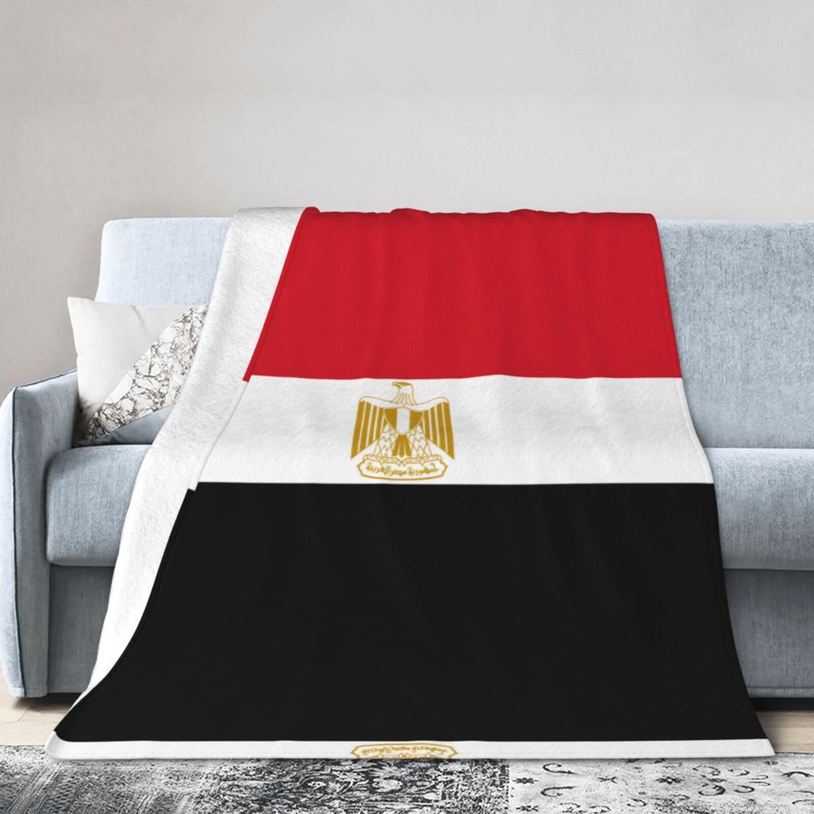 Egyptian Flag 60"x50" Fleece Blanket, Full Size, Super Soft, Suitable for Bed, Sofa, Camping, All Seasons