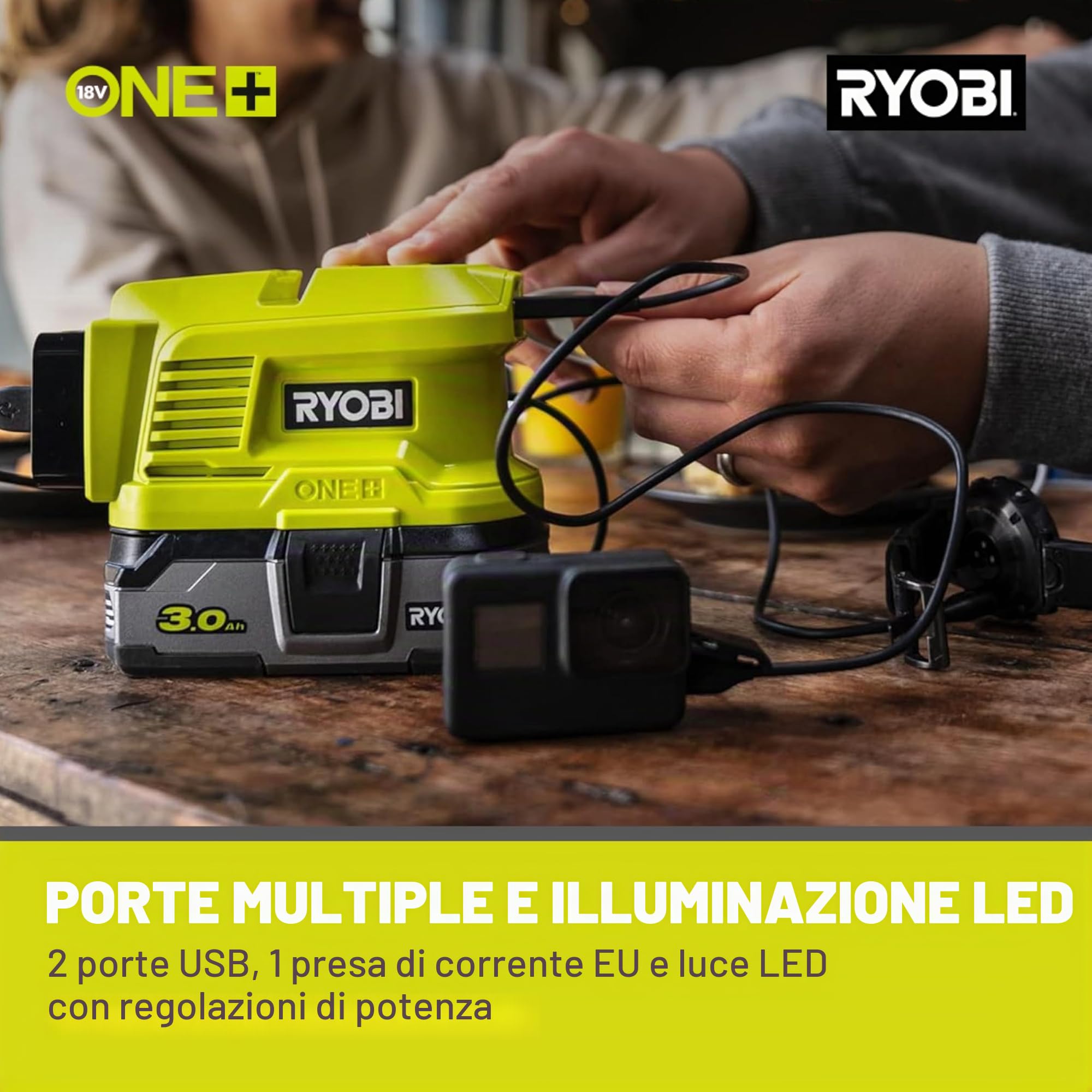 RYOBI RRT4-120GA15 Mini Utensile Multifunzione - 4V - 1 Batteria 2.0Ah - 1 Cavo USB C - 15 Accessori