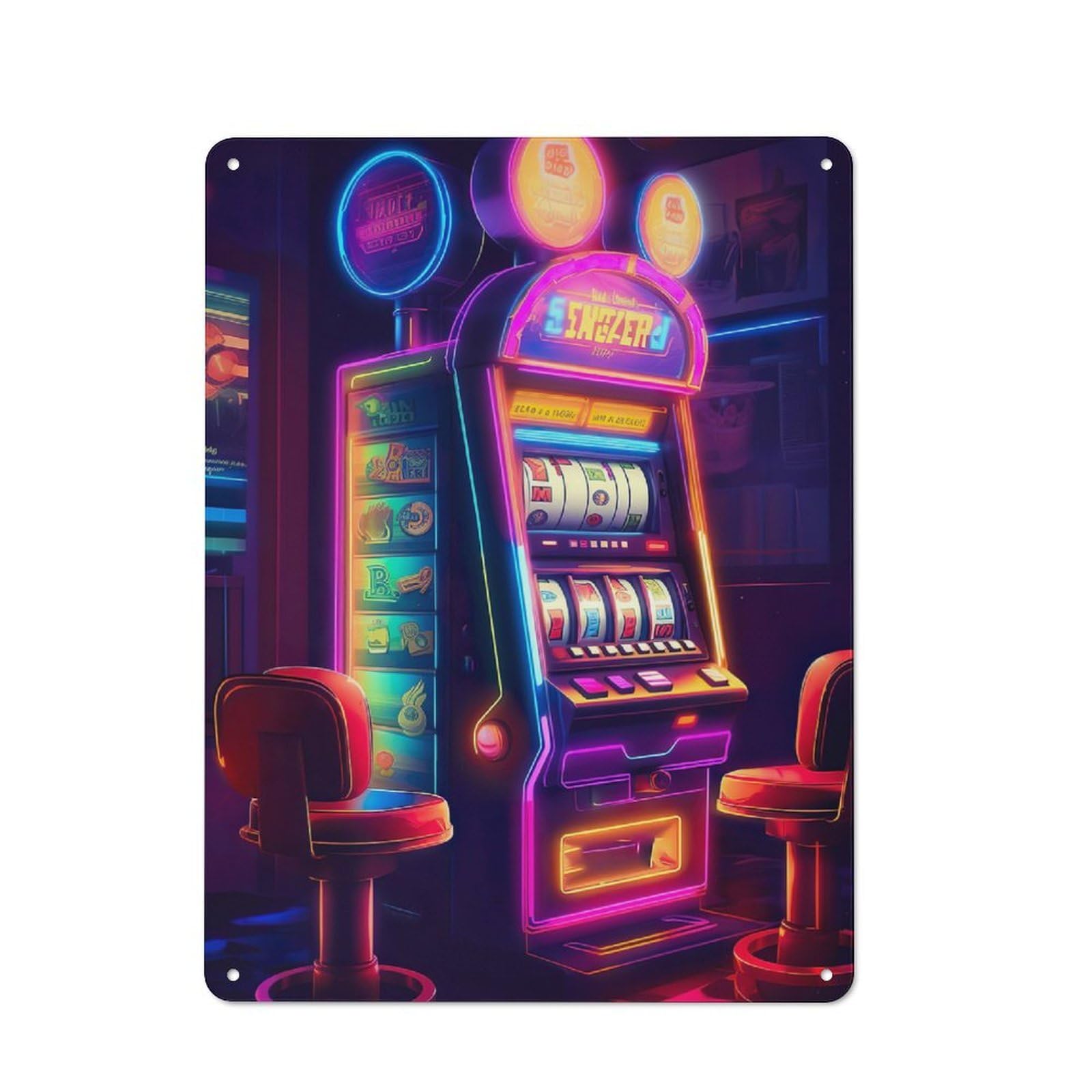 Junmoney Retro Gamble Machine For Lounge Or Reading Corner, Vintage Metal Sign 40X30cm, For Collectors Decorating Lounges And Reading Corners