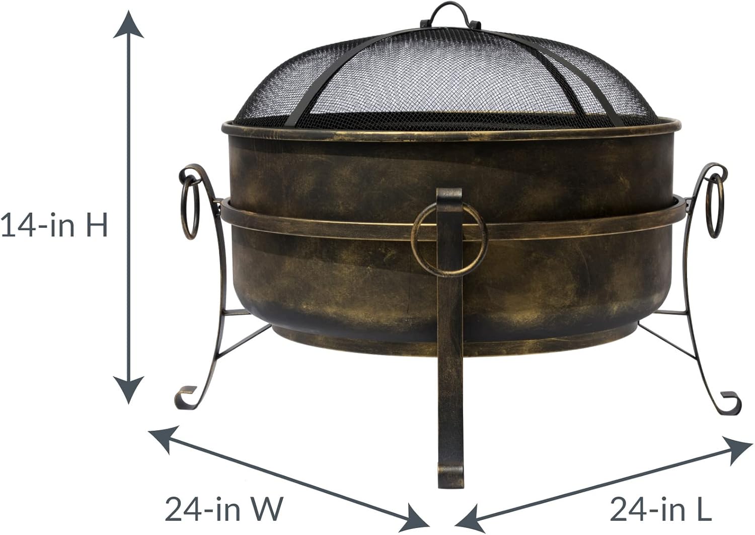 Blue Wave 24" All-Weather Outdoor Laguna Steel Cauldron Fire Pit - Black and Bronze