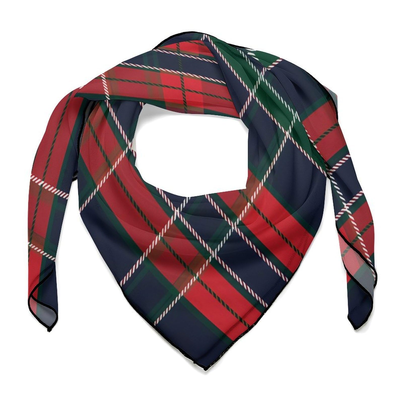Red Black Green Plaid Tartan Scottish Head Scarf for Women Like Silk 27" Headscarf Printed Bandanas Hair Scarves