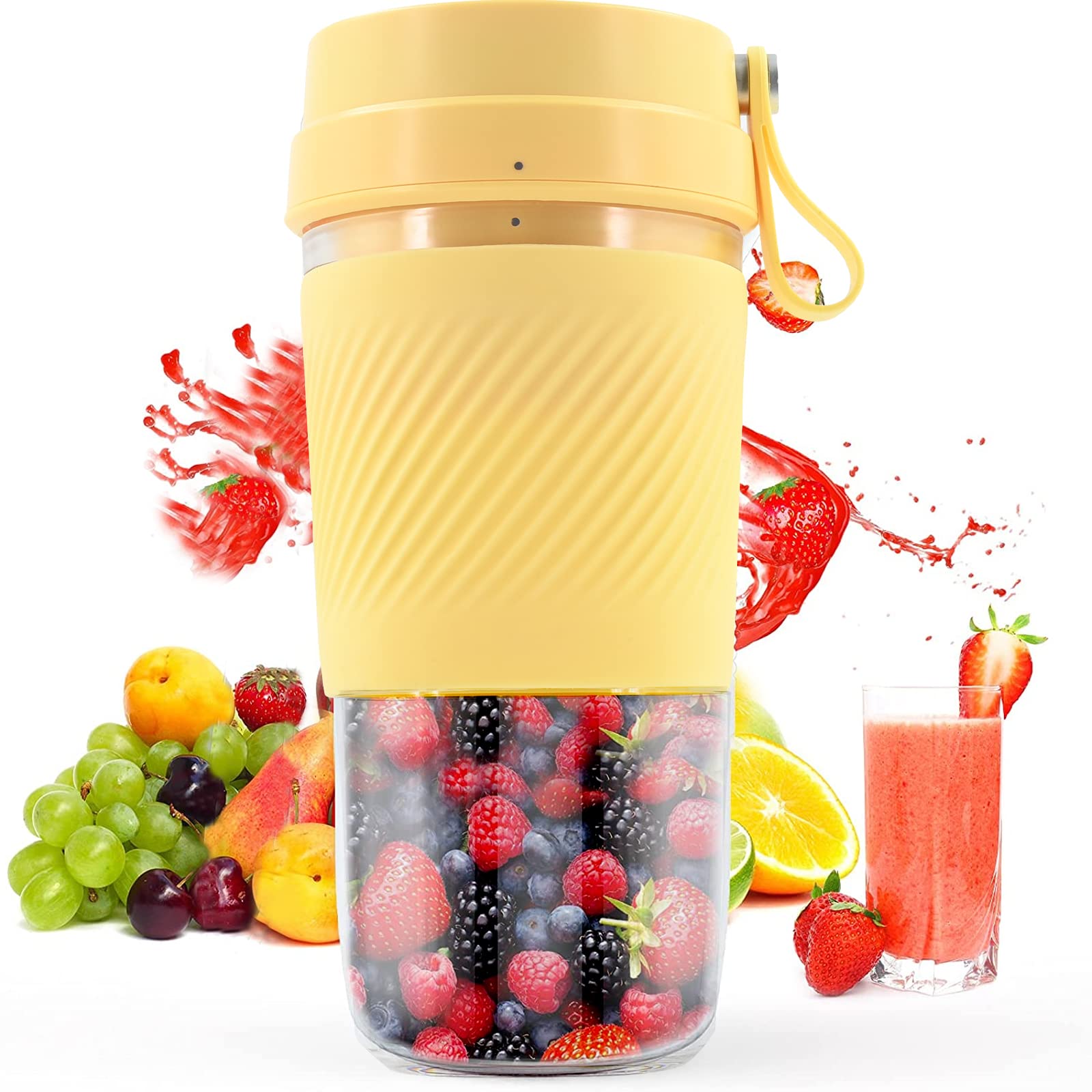Portable Blender, Fresh Juice Mini Blender for Shakes and Smoothies, 14 Oz Magnetic Personal Size Blender with 6 3D Blades