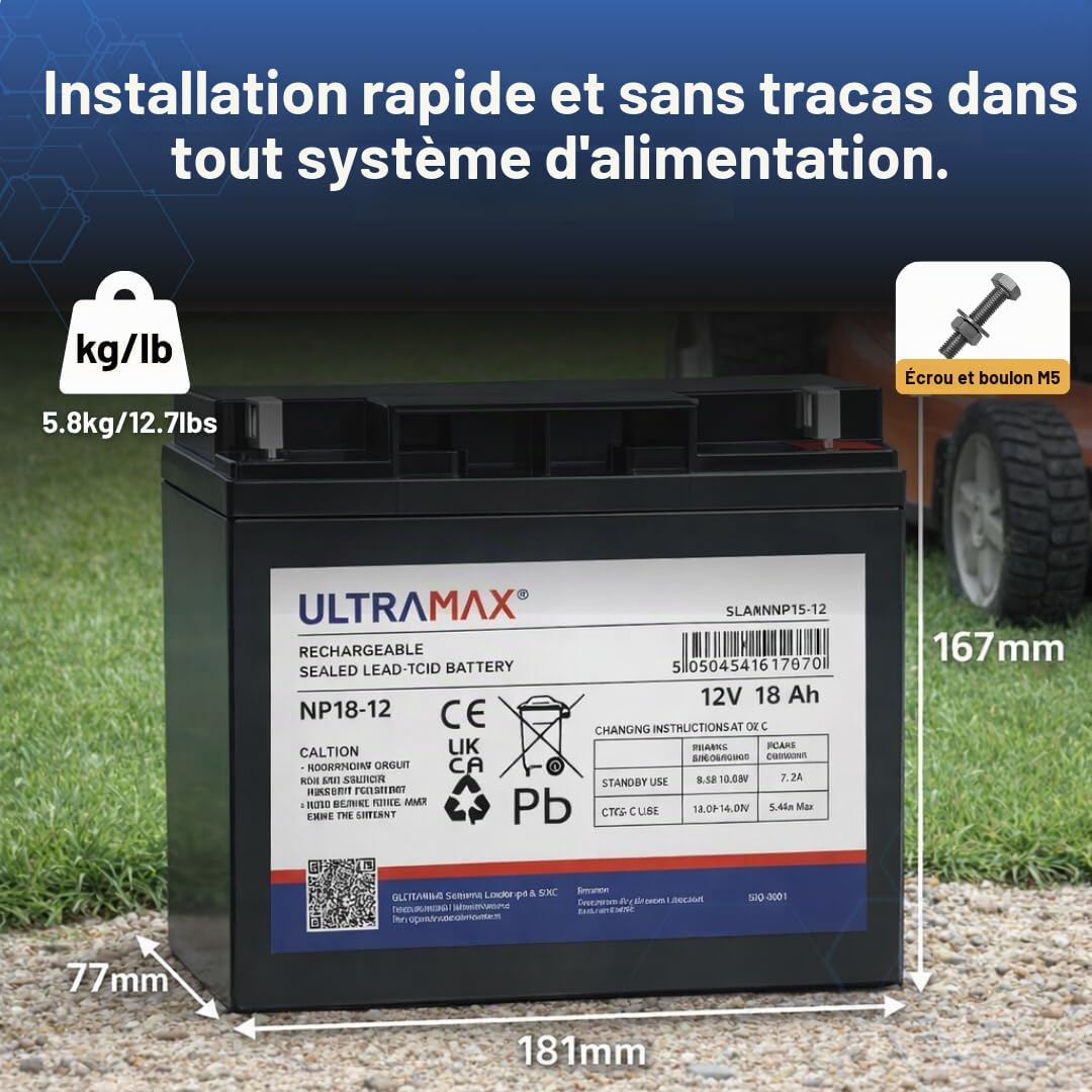 Pigeon aimant – Ultramax Batterie 12 V 18 Ah re-chargable