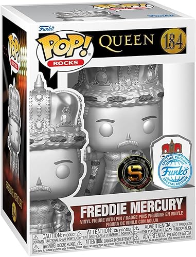 Miniatura 2 de Funko Queen King Freddie Mercury Platinum Exclusive Pop! con Pin 184