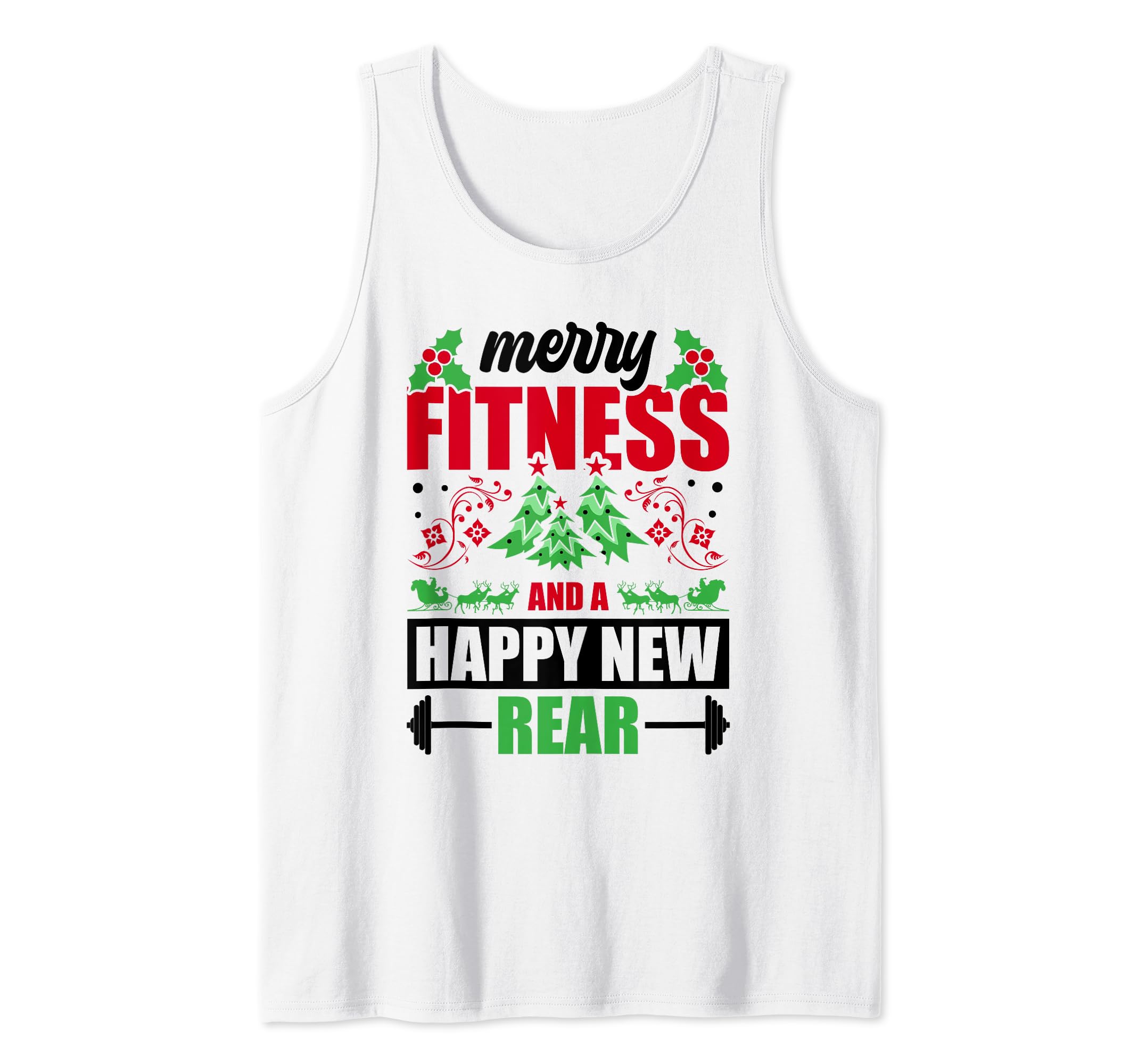 Canotta Merry Fitness 'Felice Nuovo Allenamento' - Design Natalizio, Per Palestra E Tempo Libero, Taglio Classico - 2
