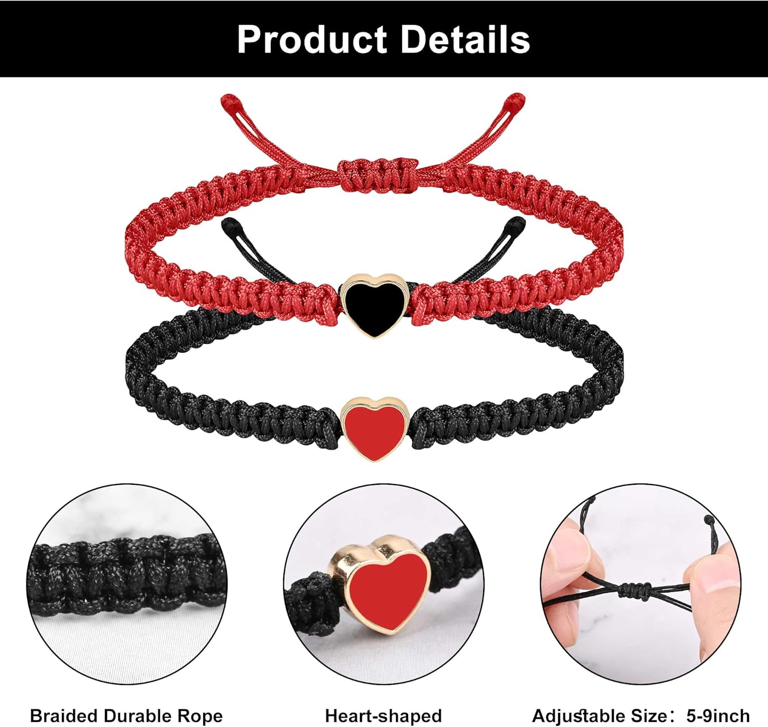 Couple Matching Bf and Gf Bracelets, Best Friend Friendship Adjustable Stretch Bracelet for Him and Her - Image 2