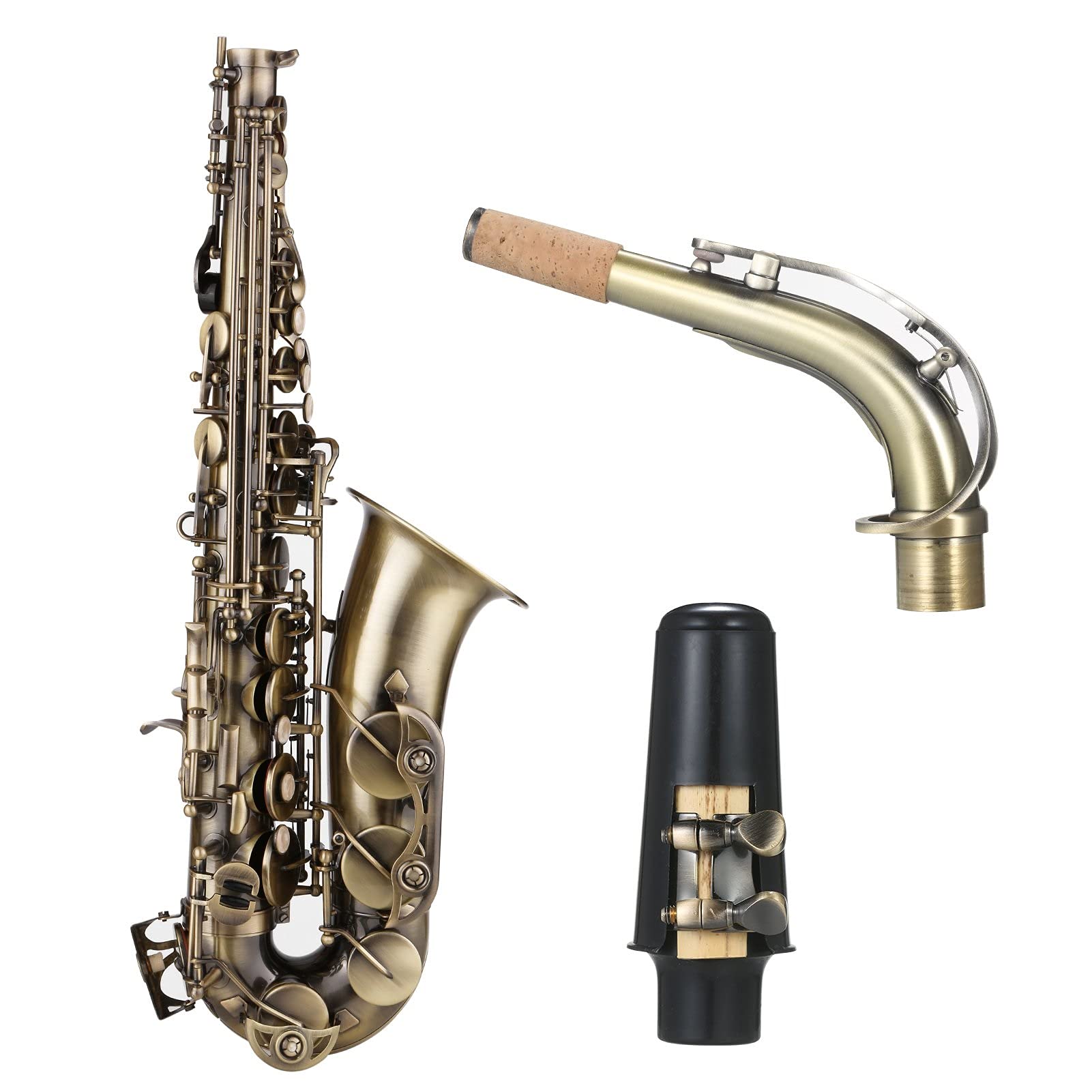 Sax Principianti Kit E- Flat saxofono Alto Sassofono in Ottone Laccato Oro Sax Woodwind Musica Strumenti Musicali Cassa Cinghie per Scollo con Cappotto Sassofono Alto Strumento a fiato
