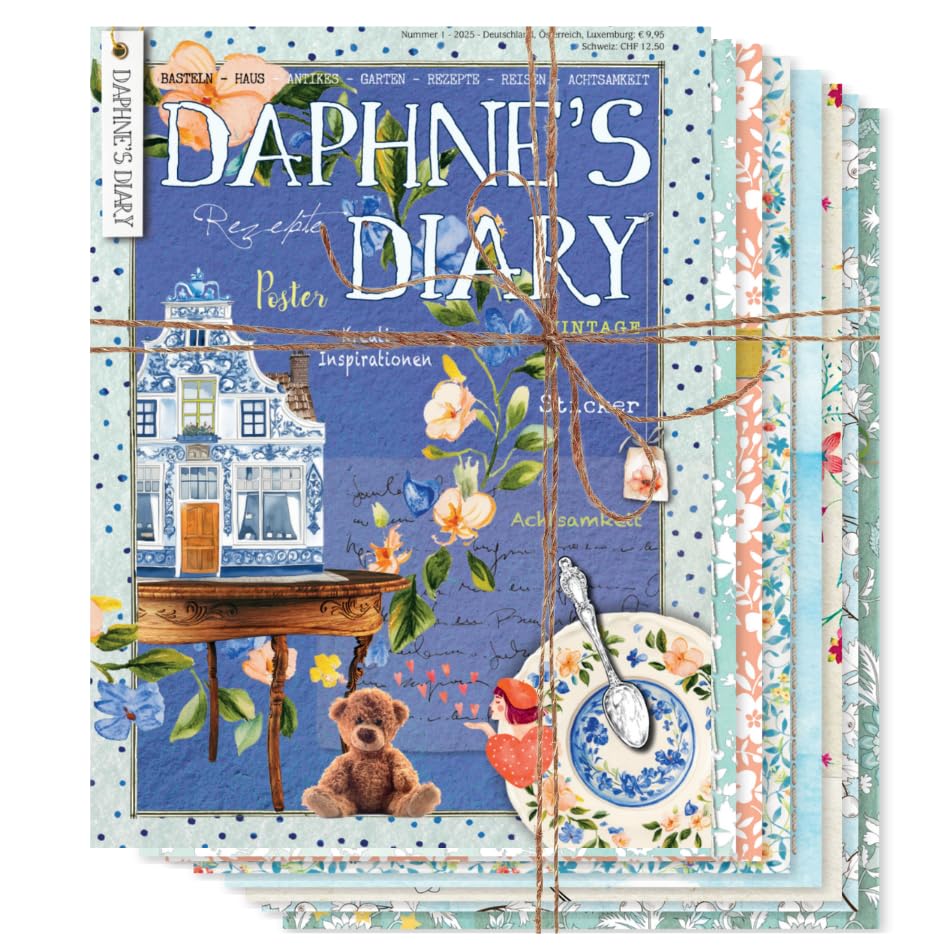 Daphne’s Diary Magazin Jahrespaket 2025 (Deutsch) | Ausgaben #1–8 | Kreatives Magazin | Voller kreativer Inspiration rund um Journaling, Achtsamkeit, Zeichnen, Kochen & Reisen | 8 Ausgaben
