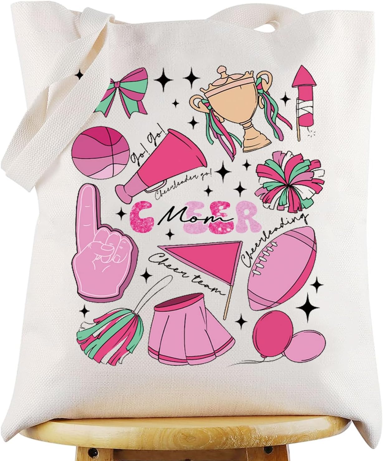 G2TUPCheer Mom Cheerleading Canvas Tote Bag Cheer Gifts Cheer Mom Shoulder Bag Cheerleader Merchandise