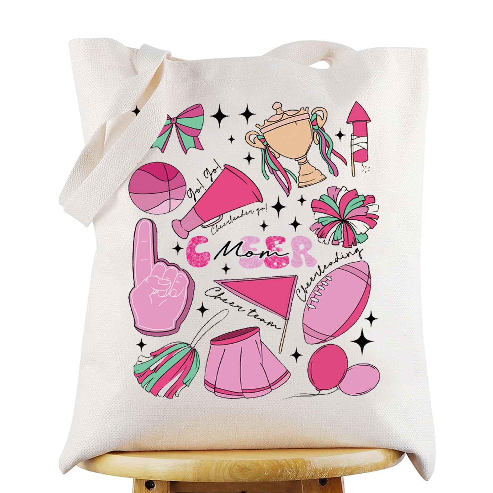 G2TUPCheer Mom Cheerleading Canvas Tote Bag Cheer Gifts Cheer Mom Shoulder Bag Cheerleader Merchandise