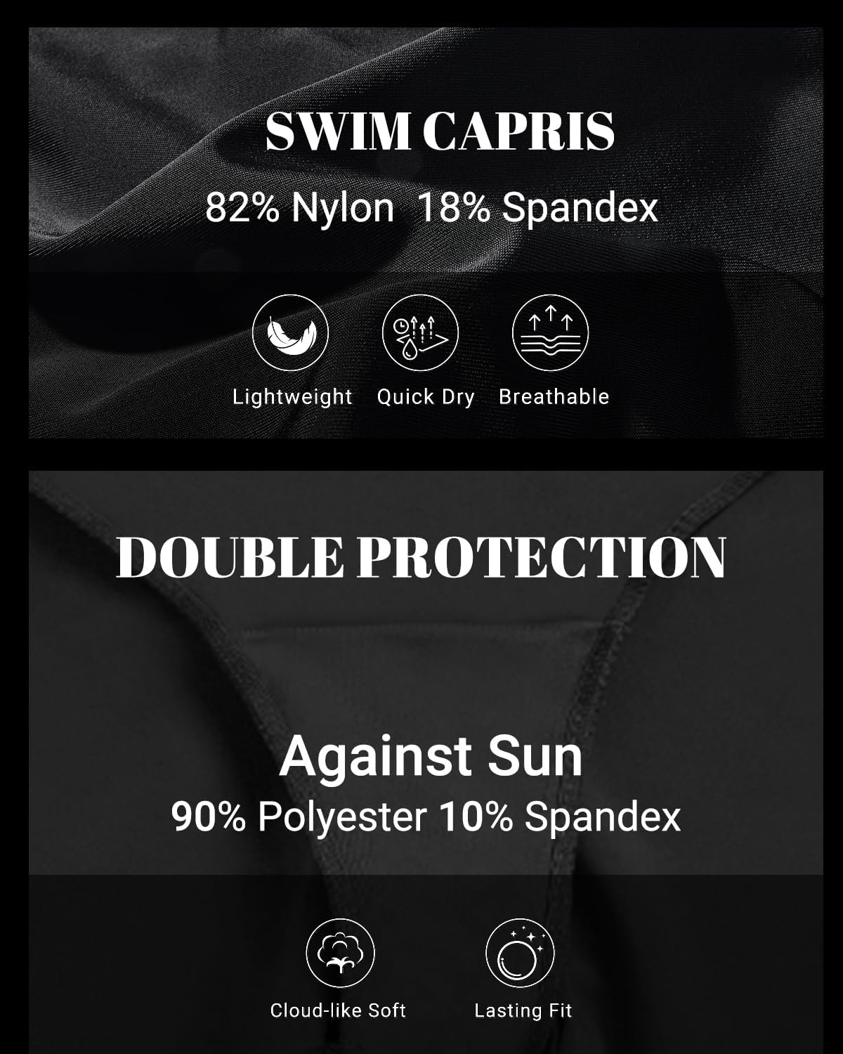 Holipick Womens Plus Size Swim Capris High Waisted Swim Pants Drawstring UPF50+ Long Swim Shorts - Image 5