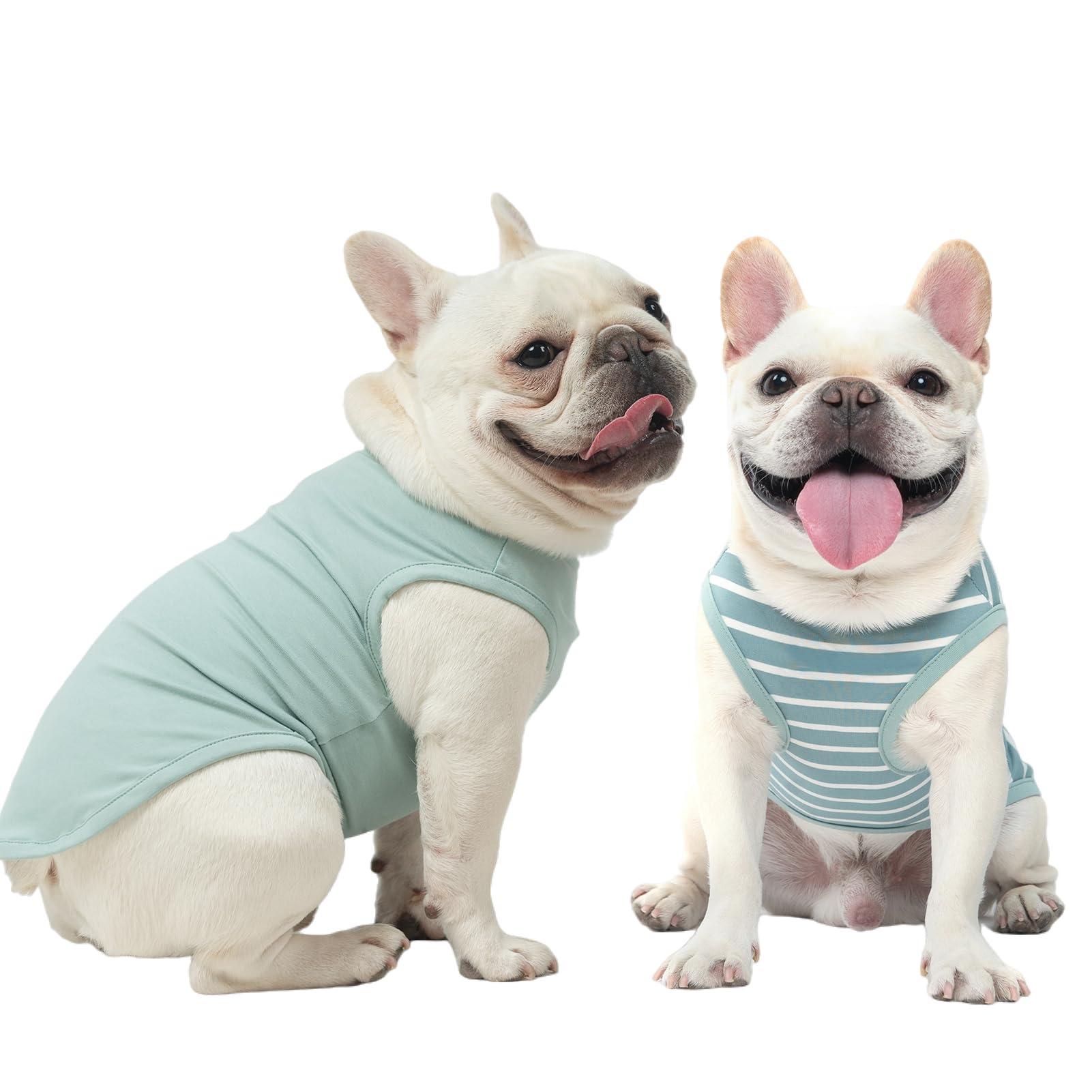 MIHACHI Dog Shirts Cotton Striped T-Shirt, Summer Pet Clothes for Small Dogs, 2-Pack Soft Puppy Apparel Cat Tee, Sleeveless Lightweight, Quick Dry, Breathable,Stretchy, Blue S