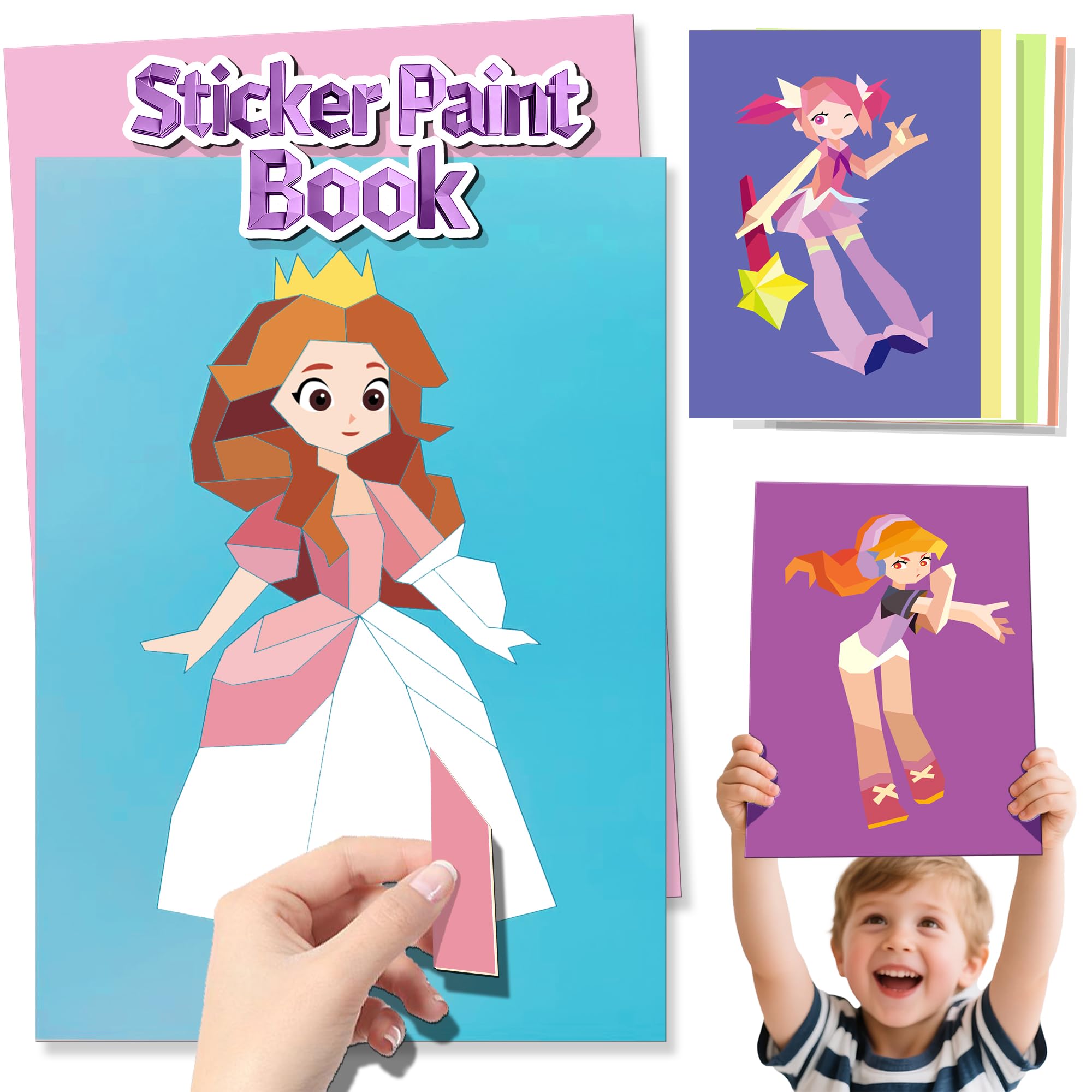 Libros grandes de pintura por calcomanías infantiles con pegatinas de princesas
