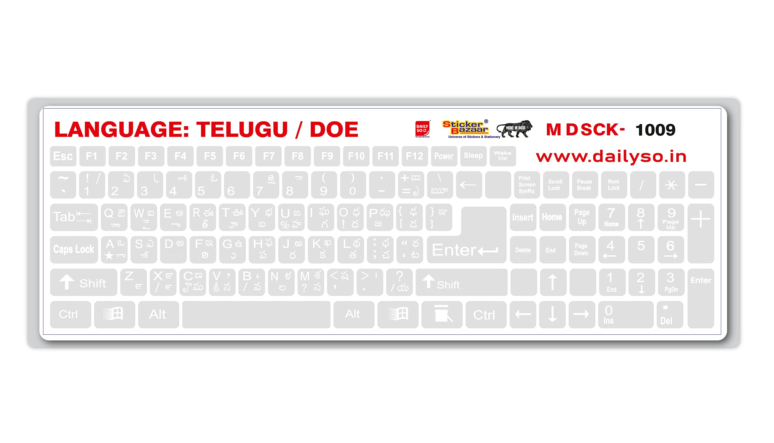 DailySo Telugu/Doe Keyboard Sticker Big Size Pack of 2 for Computer/Laptop Self Adhesive and Easy to Peel Transparent Background with White Lettering (B0B9NZL5MQ) Amazon Price History, Amazon Price Tracker