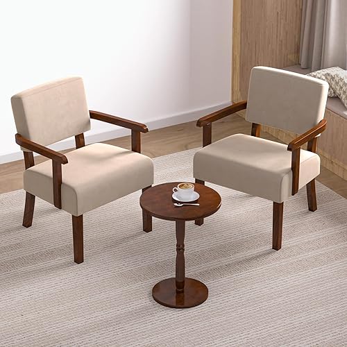 Miniatura 131 de Juego de 2 sillas decorativas con mesa, sillas de sala de estar con asiento suave y reposabrazos para sala de estar, dormitorio, sala de lectura,