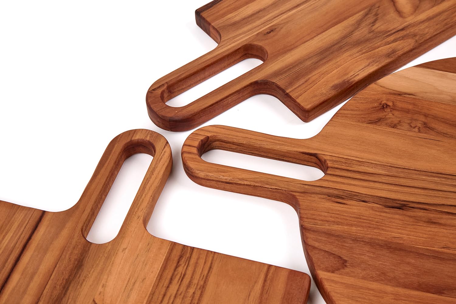 TeakHaus Bistro - Tagliere da portata con manico lungo, 47 x 36 x 2 cm, in legno teak sostenibile certificato FSC, tagliere in legno per presentazione elegante