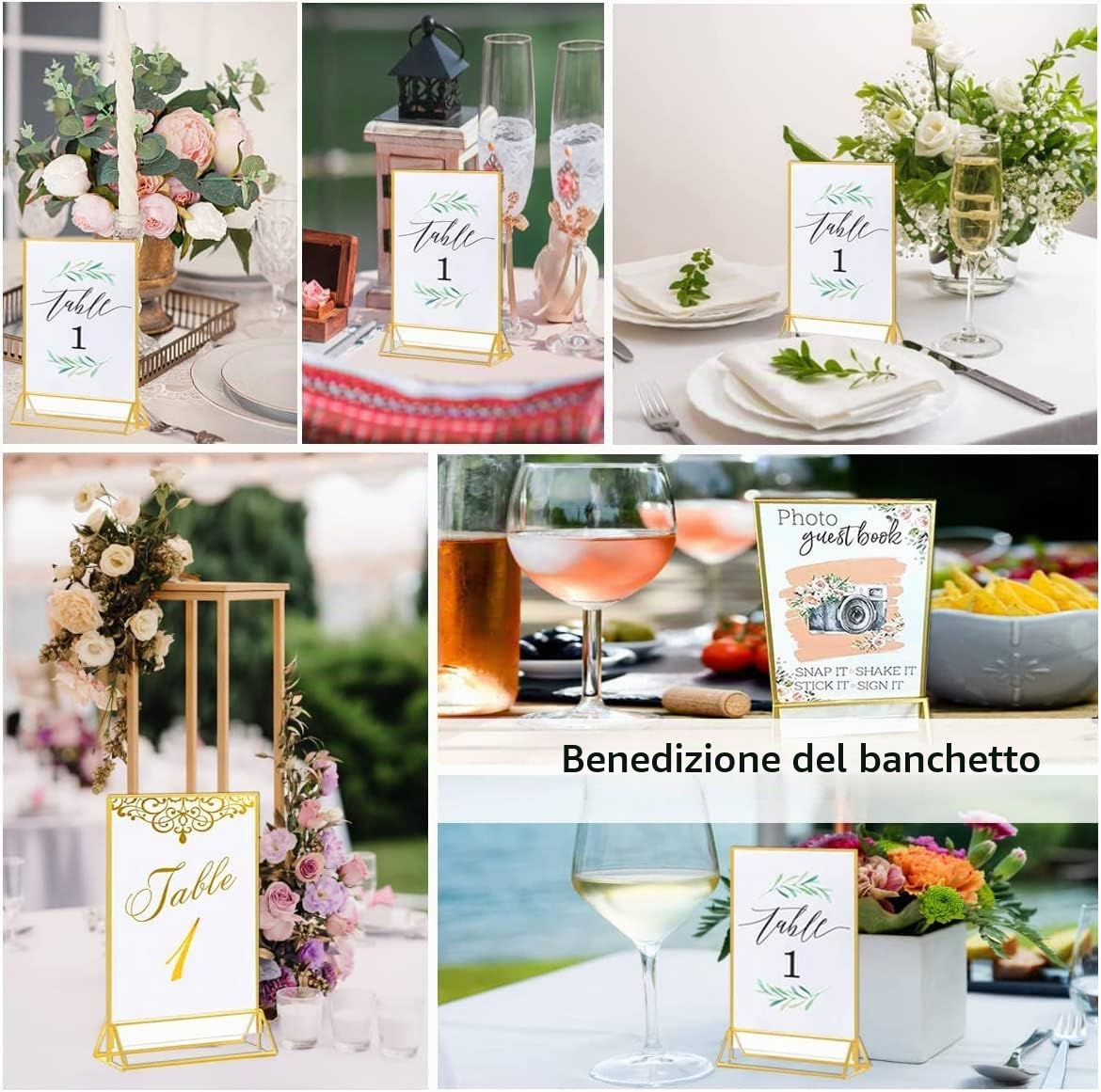 Cornici Per Foto, 12 Pezzi 5x7 Pollici (13x18 Cm) Cornici Da Banco Per Esposizione Foto Lato Oro Trasparente Bifacciale Acrilico Esposizione Da Tavolo Pubblicità Festa Di Matrimonio Bifacciale