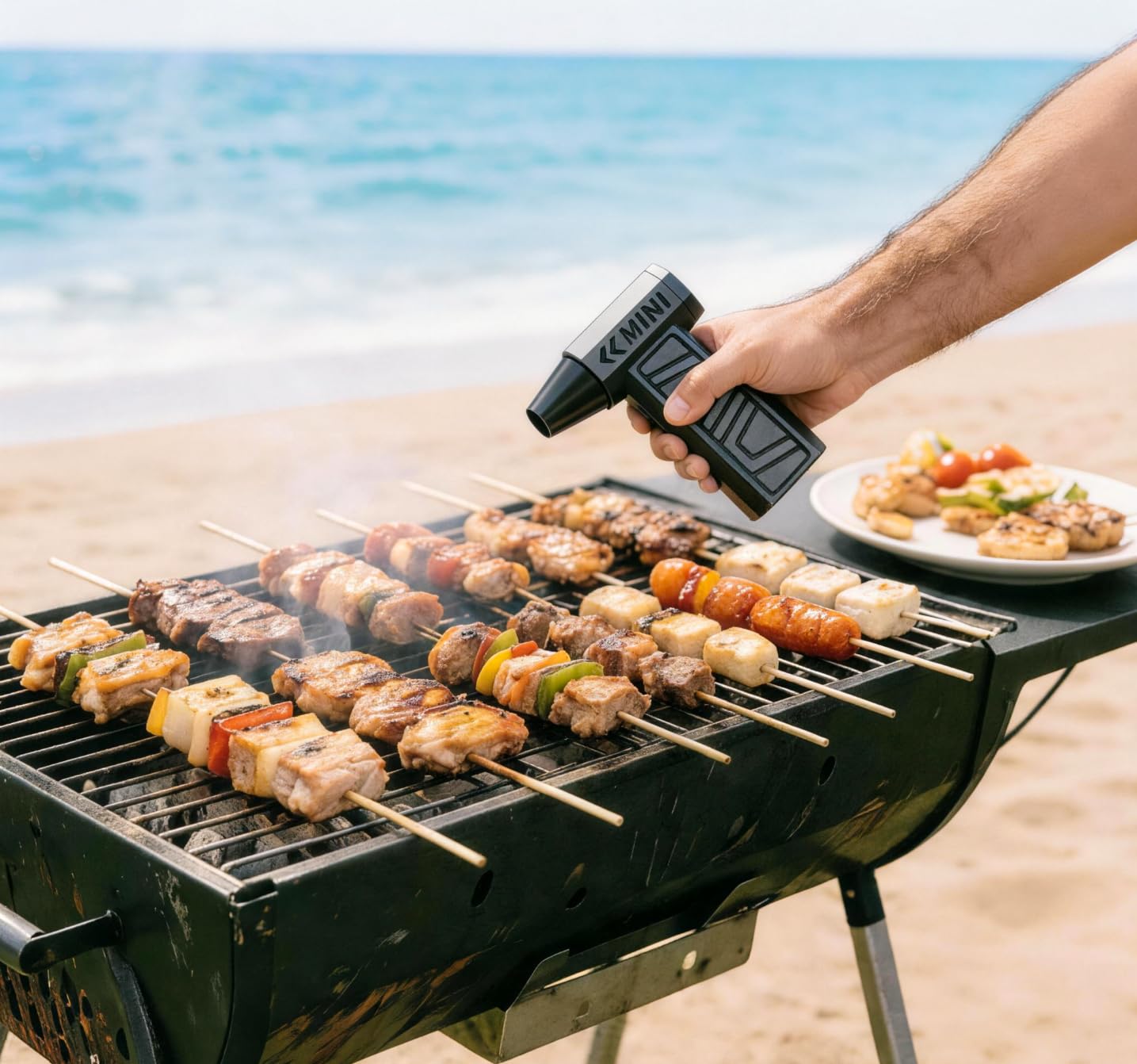Mini soplador de batería, soplador de mano, 105000 rpm, 4 niveles, pequeño soplador de aire comprimido con luz LED, soplador de polvo eléctrico con carga rápida, inalámbrico para barbacoa, PC, teclado