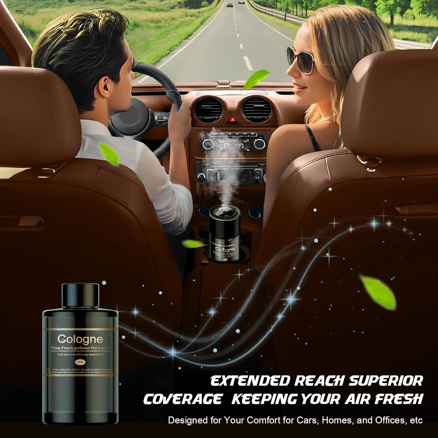 Car Air Freshener Refill for Men & Women 6.09 FL OZ /180ML-9 Month Cologne Scent Essential Oil Perfume, Essential Oil Made of Natural Plant Extracts, Compatible with Car Diffusers for Home/Office - Image 7