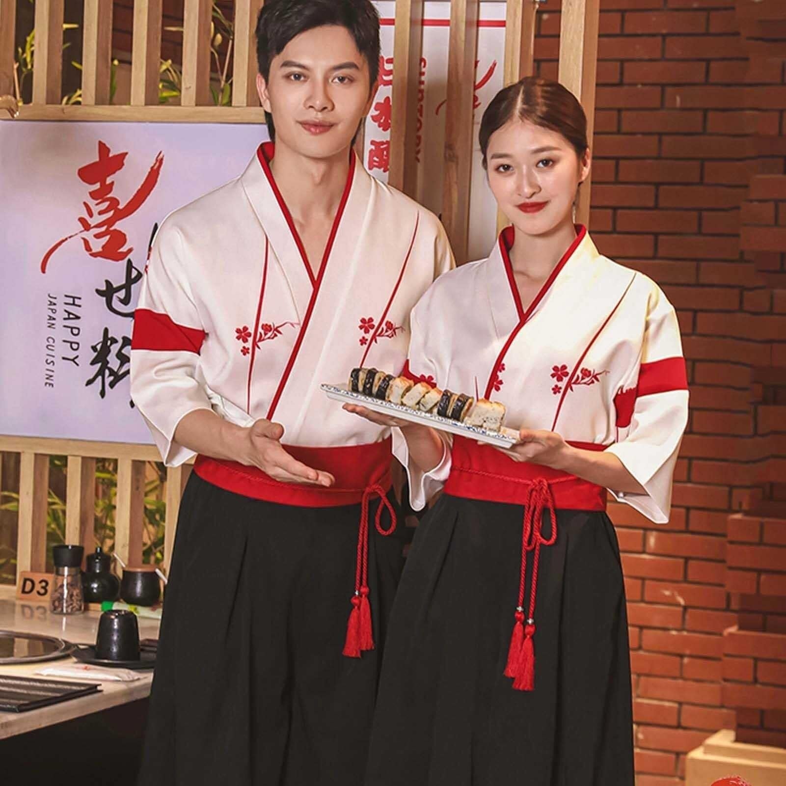 Giacca Cardigan Kimono Stile Giapponese, Abbigliamento da Lavoro per Cameriere Izakaya, Uniforme Stampata da Chef Giapponese per Uomo