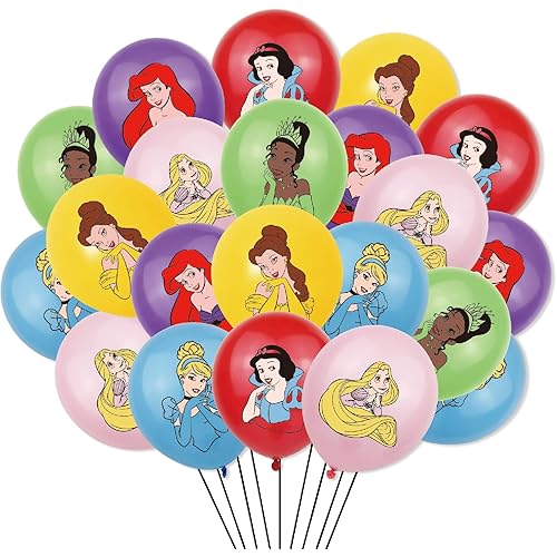 48 Pcs Princess Balloons 12 Inches Birthday Latex Balloons, Princess Birthday Decorations Party Supplies for Kids