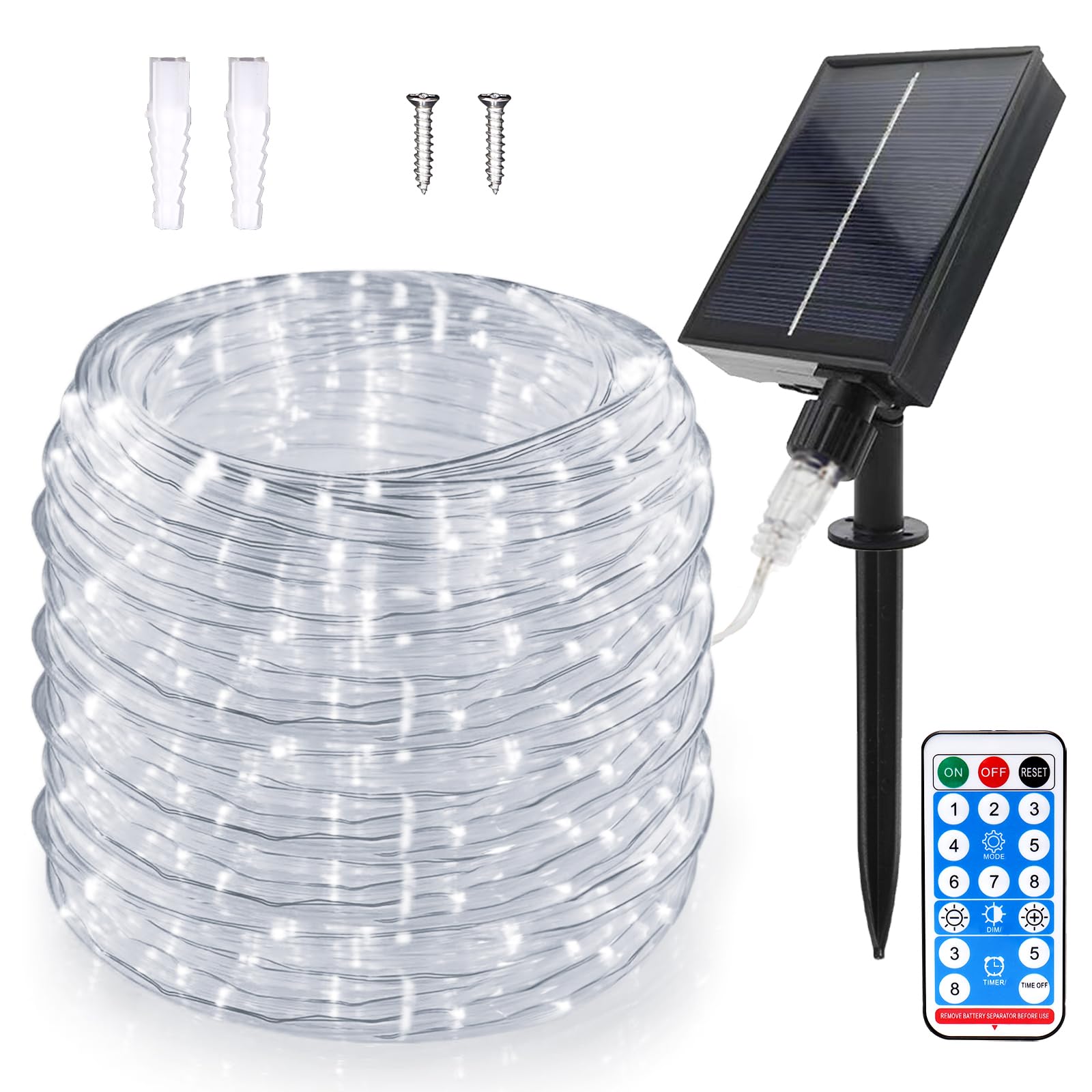 WoskjXas Solar Luz de Cuerda, 22m 200LEDs Solar Guirnalda Manguera, Luces Solares Impermeables Control Remoto, Solares Iluminación Cuerda Decoración con 8 Modos para Jardín Boda Fiesta