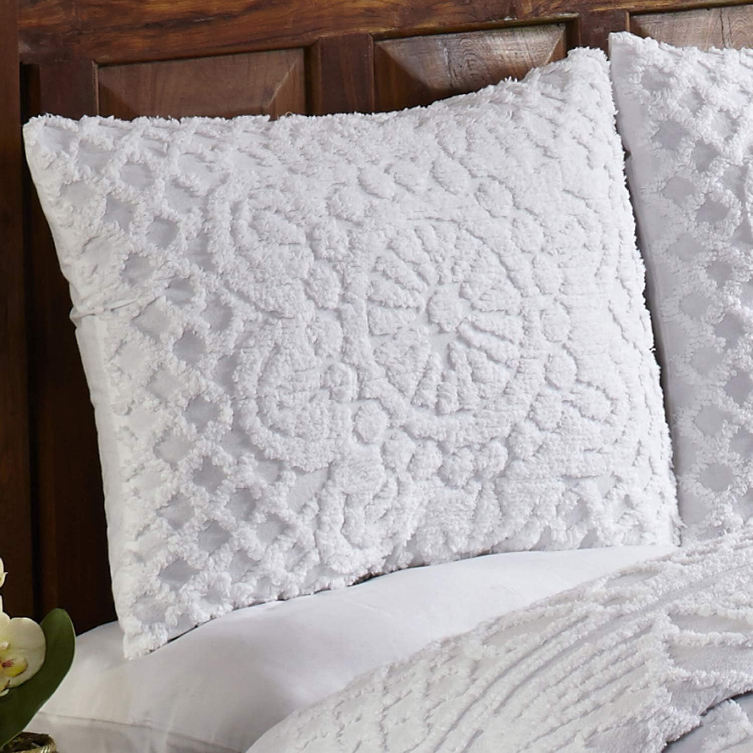 Up To 50% OFF Better Trends Trevor Collection is Super Soft and Light Weight in Medallion Design 100% Cotton Tufted Unique Luxurious Machine Washable Tumble Dry, Queen Bedspread Set, White