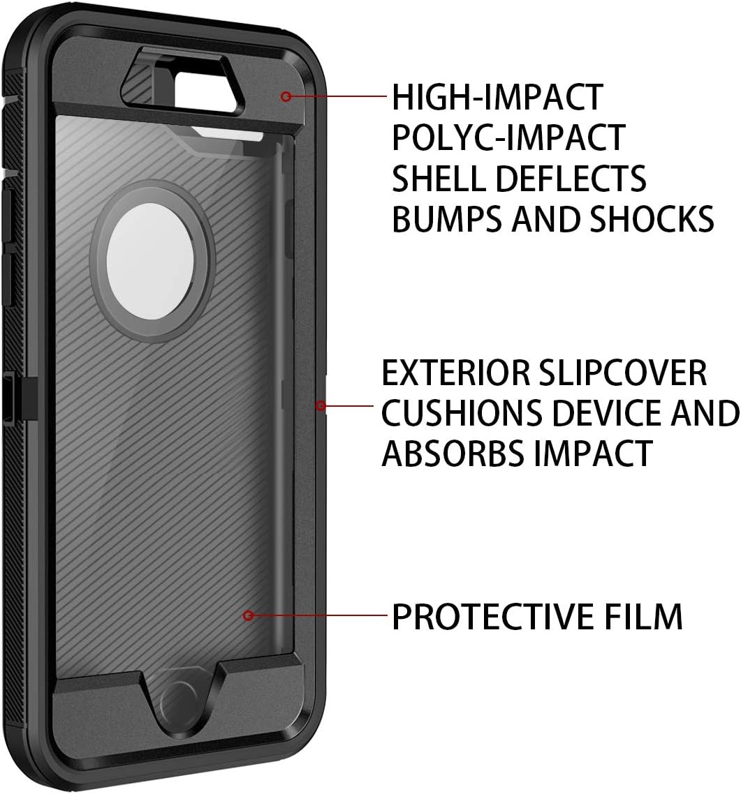 I-HONVA for iPhone 8 Case, iPhone 7 Case Built-in Screen Protector Shockproof Dust/Drop Proof 3-Layer Full Body Protection Heavy Duty Durable Cover Case for Apple iPhone 8/7 4.7-inch, Black