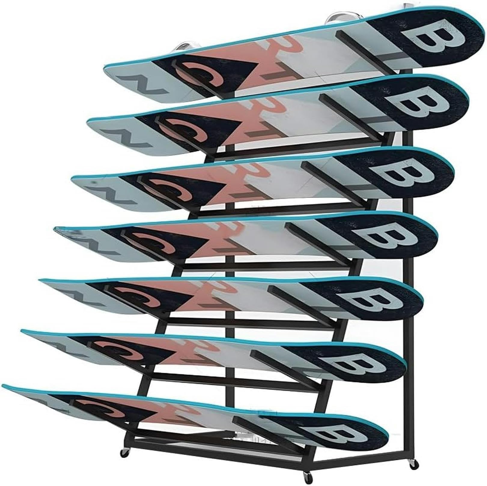 LIEOWYD Metal Snowboard Storage Rack, Triangle Freestanding Ski Storage Rack for Garage, Home Gym Organize Holder, 4/5/6 Layers Available