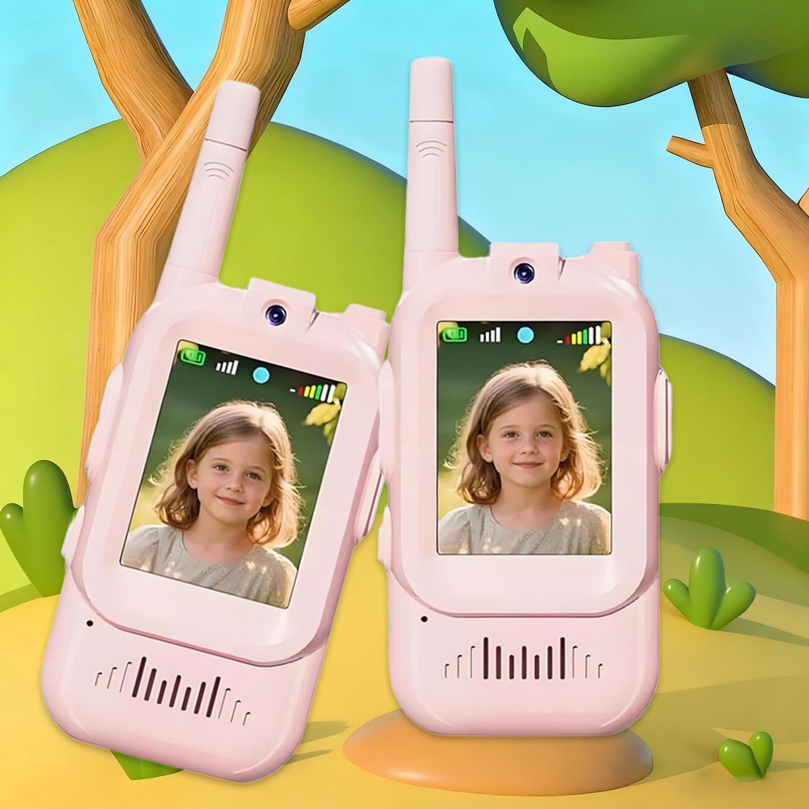 Walkie Talkies De Video para Niños Intercomunicador De Largo Alcance con | Walkie Talkies Recargables De Largo Alcance Para Niños Niñas Juegos Familiares Acampada Navidad