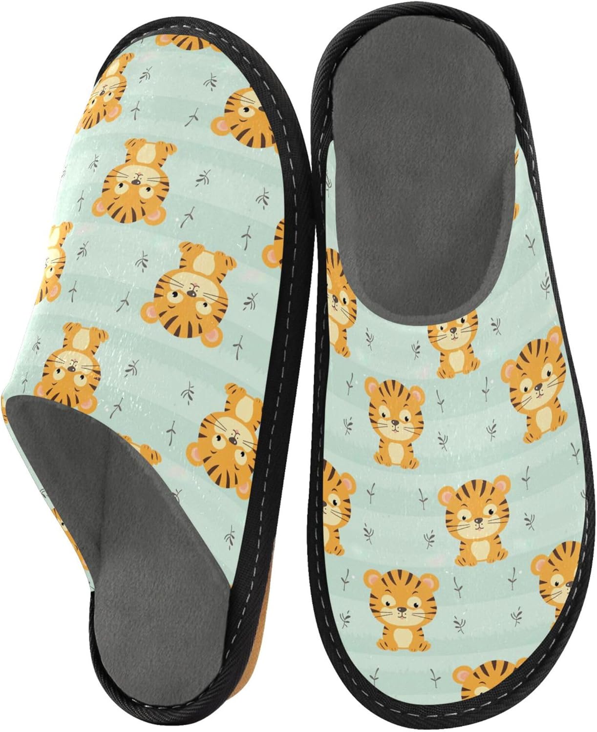 Cute Tiger House Slippers – Cozy Fuzzy Slippers for Guests, Washable & Disposable, Perfect for Shoeless Home, Spa & Hotel Use A113011
