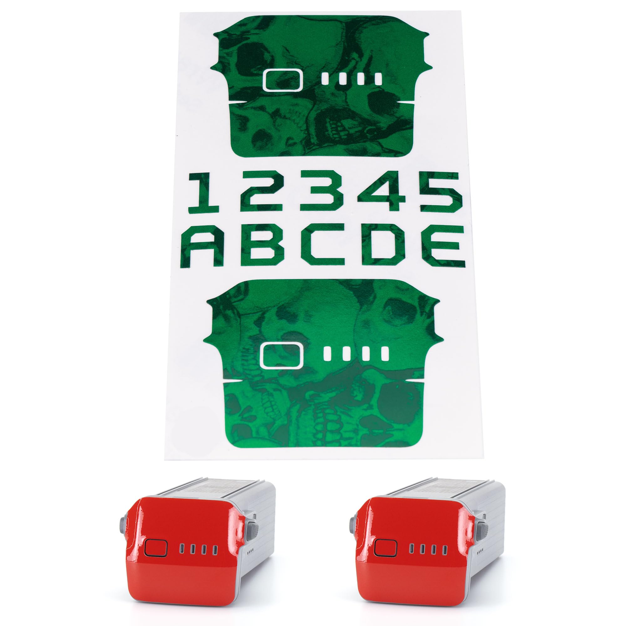 WRAPGRADE Skin Stickers Compatible with DJI Air 3 | Two Batteries (Emerald Skull)