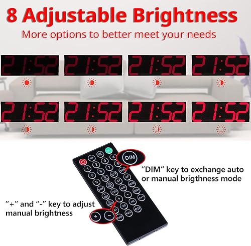 Miniatura 2 de Goetland Reloj de pared digital de gran tamaño de 18 pulgadas LED moderno pantalla grande temperatura multifuncional control remoto 4 dígitos para