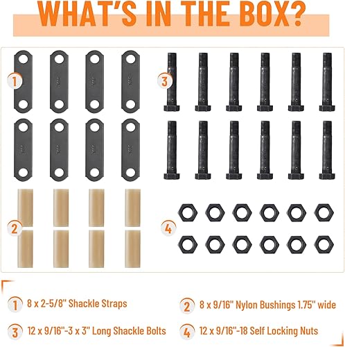 Miniatura 14 de Kit de grilletes de eje de remolque: grilletes de remolque con pernos de grillete de remolque, correas de grillete de remolque de 2-5/8 pulgadas