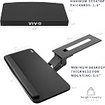 VIVO Black Under Desk Corner 25 x 10 inch Keyboard Tray, MOUNT-KB03B | Computer Keyboard and Mouse Platform with Corner Connector, Under Table Desk Mount for L-Shaped Workstations, Full Swivel