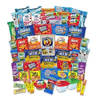 Snacks Variety Pack for Adults Kids Students - 60 Count Sweet and Salty - Inmates Soldiers Men Women - Camp Care Package Gift Basket - College Treats, Office Snacks, Snack Packs by The LakeHouse