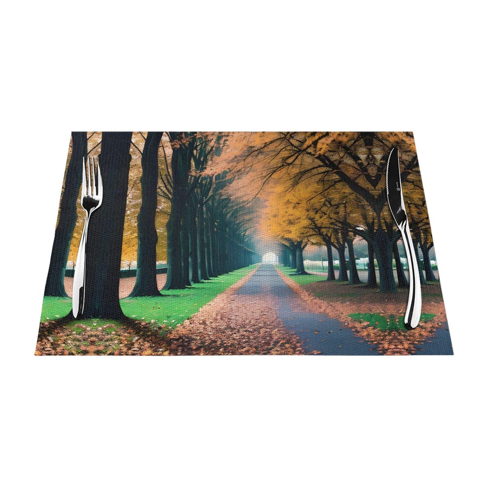 Placemats Set of 6,Table Mats Washable Placemat Decoration, Autumn Print