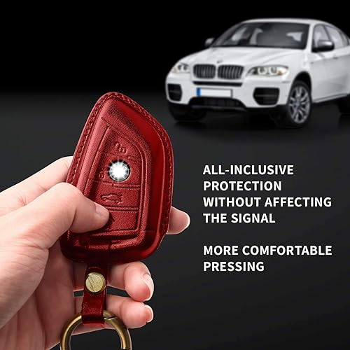 Miniatura 9 de Tukellen Funda de cuero genuino para llavero BMW 2 5 6 7 Series X1 X2 X3 X5 X6-Negro