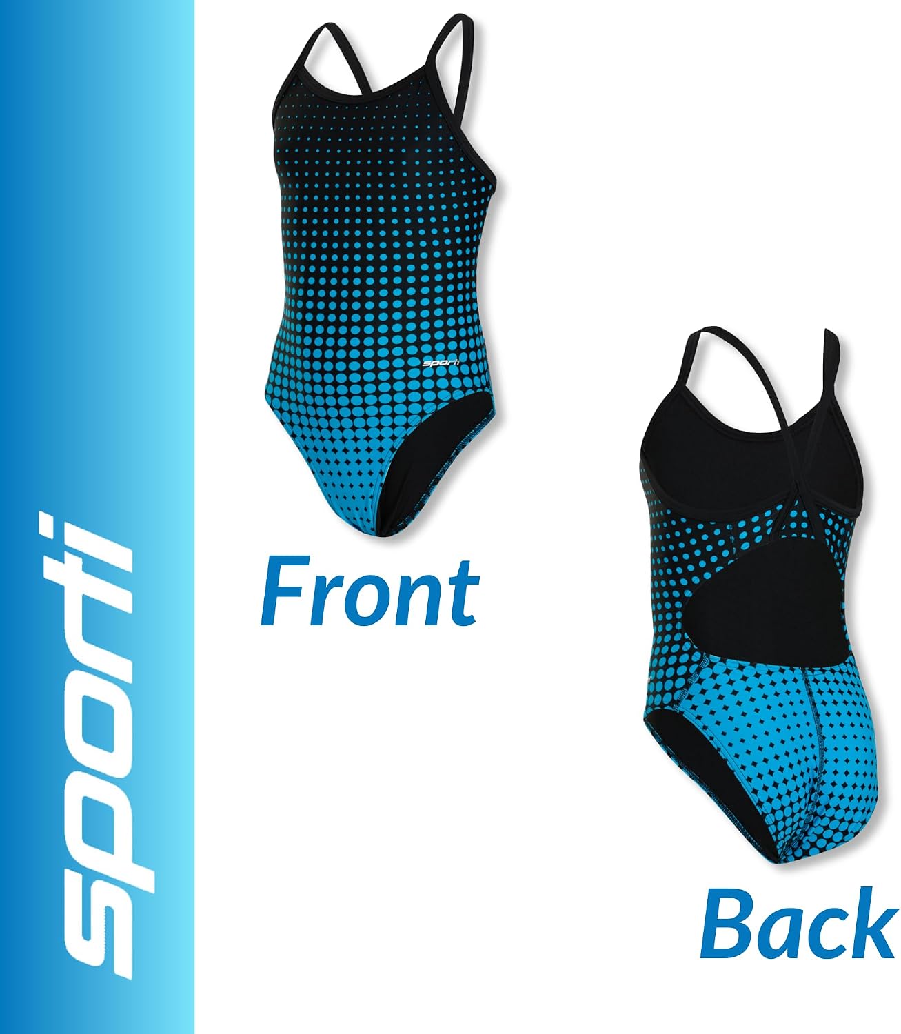 Sporti Thin Strap Athletic One Piece Swimsuit for Women - Printed Pattern Multi Color - Team Bathing Swimsuit for Competiton