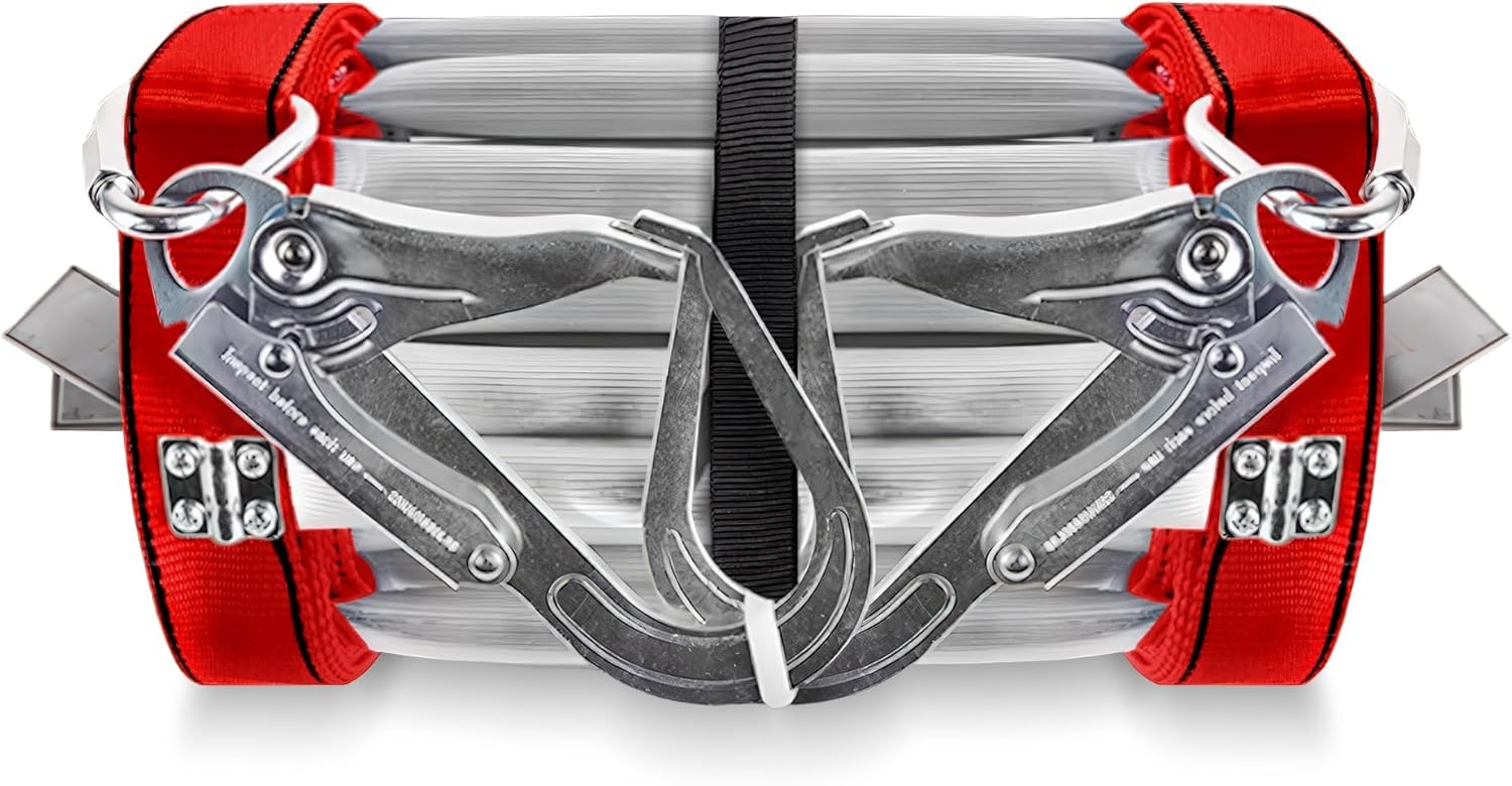 Fire Escape Ladder, 13 Ft 2 Story Collapsible Lightweight Ladder with 2 Heavy Hooks & Wide Feet, Reusable Anti-Slip Emergency Ladder for Windows & Balconies