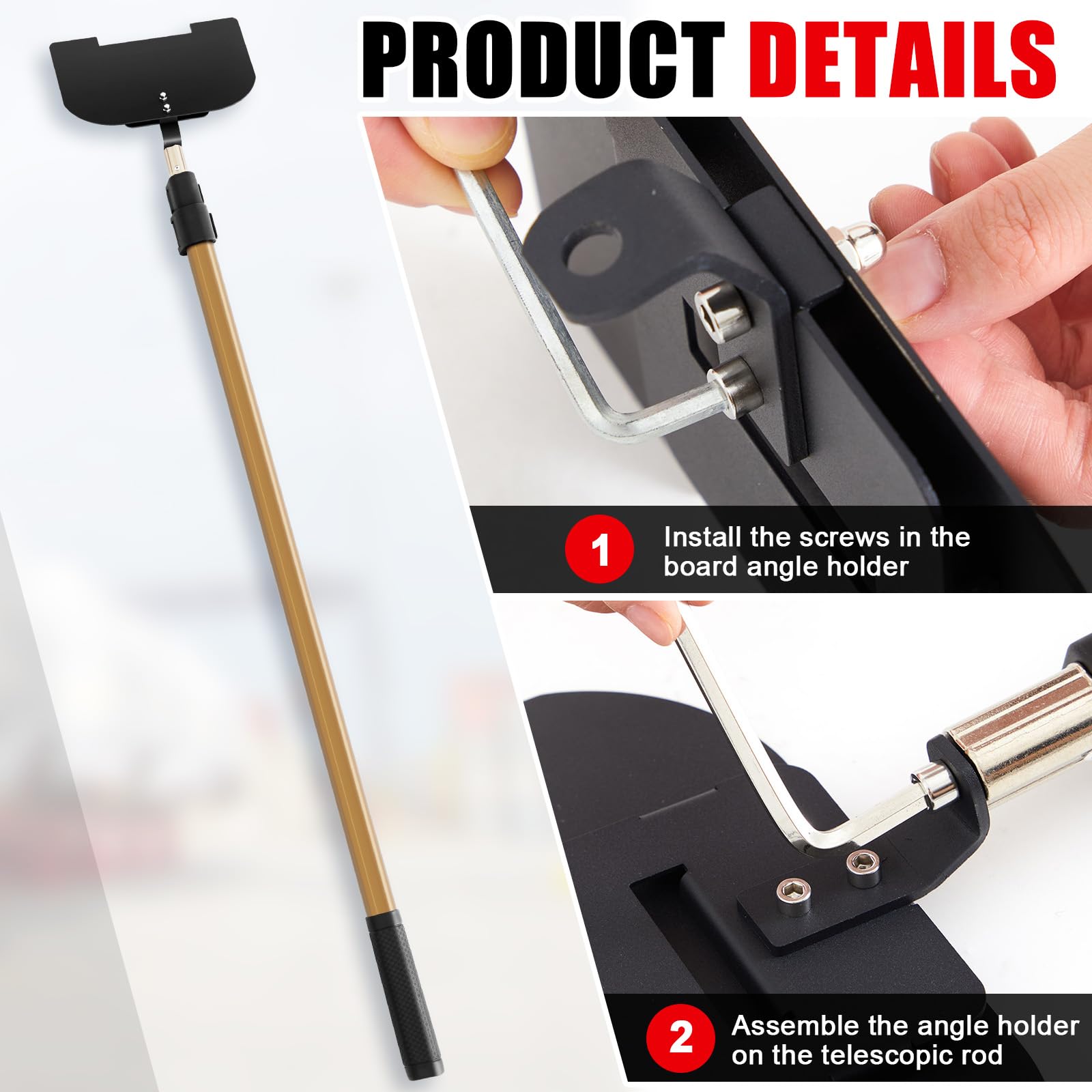 Teenyyou Mango de extensión para Protector de Esquina de Tablero, Poste de 2,5 m, Protector de Esquina de Carga Estirable, Protector de Esquina en V, Mango Negro, Accesorios de Cama Plana