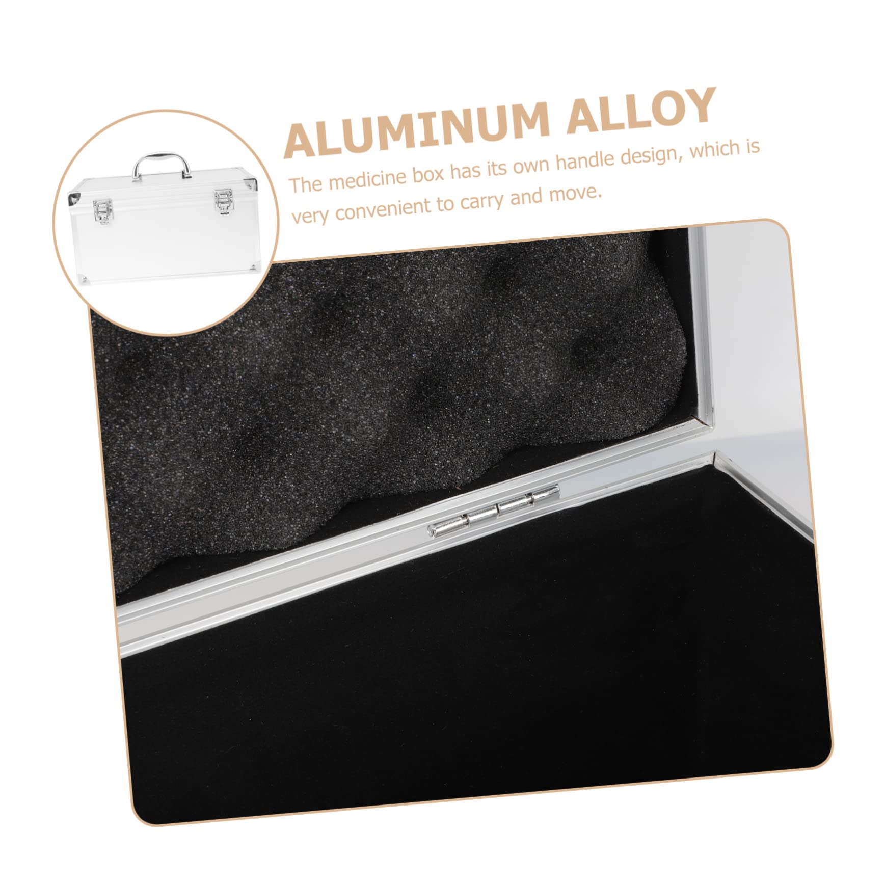 YARNOW Caja De Herramientas Organizador De Botiquin De Primeros Auxilios Seguro Estuche De Almacenamiento Rígido Estuche De Escritorio Botiquín Médico Aleación De Aluminio Maletín Viajar