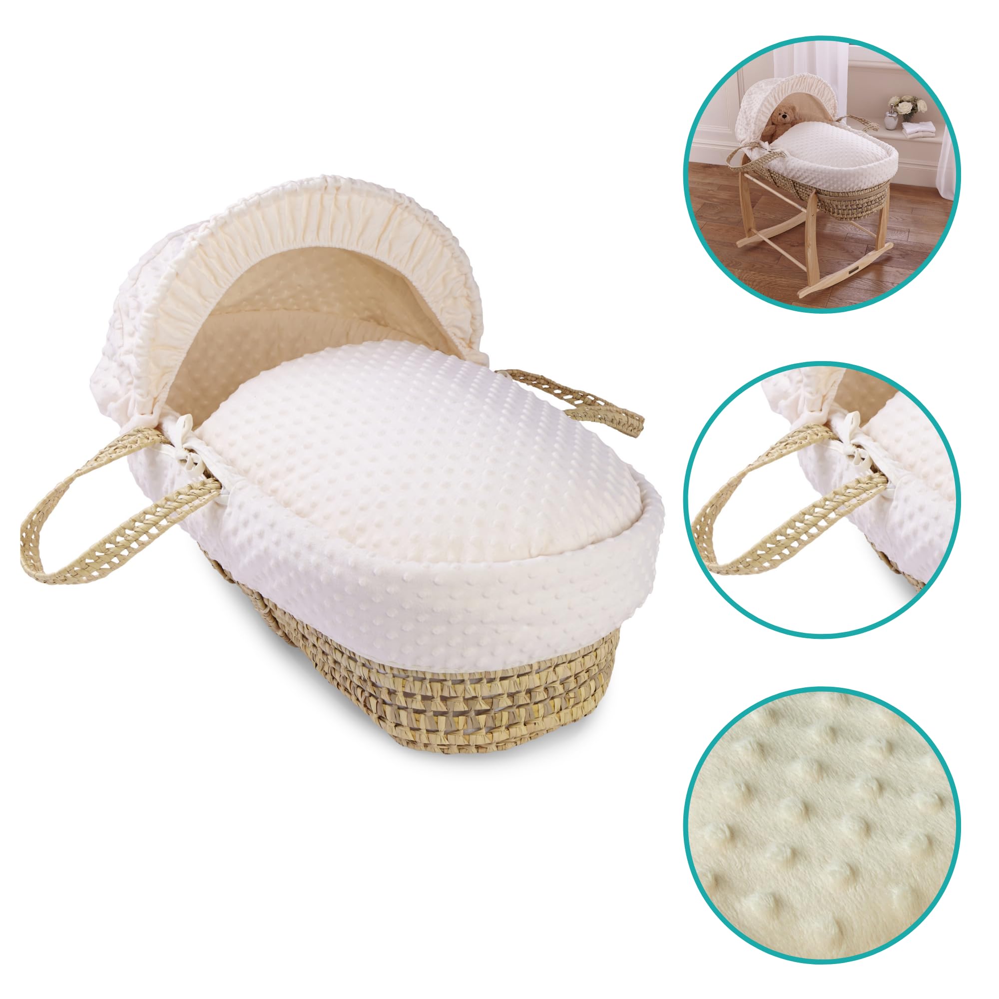 Clair de Lune Couffin en palmier à fossettes – 75 x 28 cm (crème)