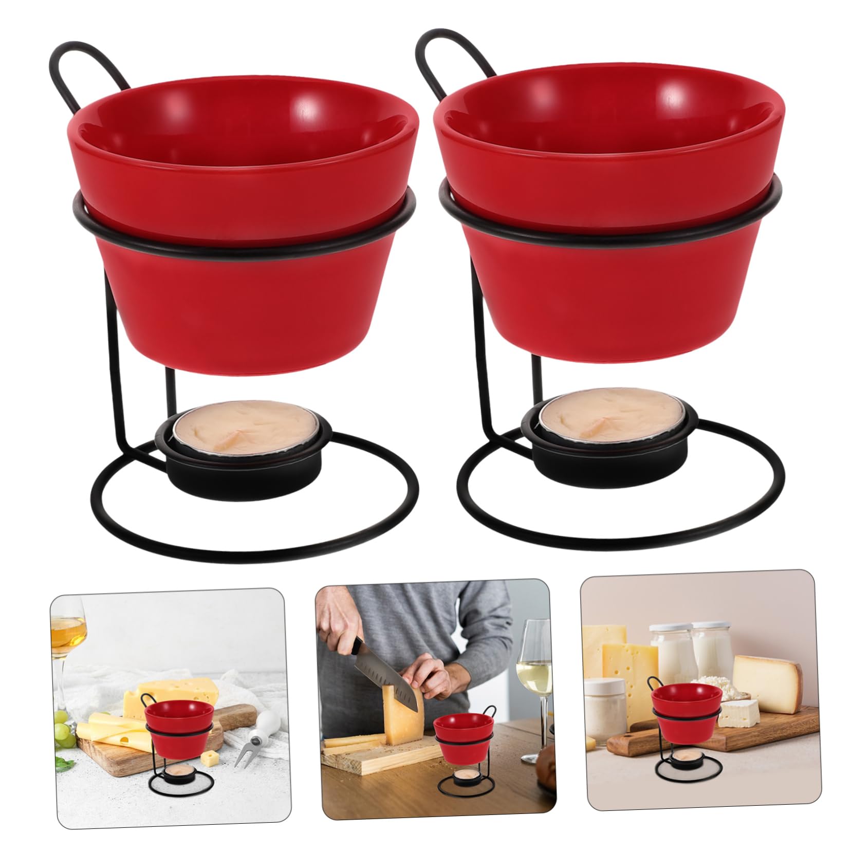 2sets Scaldaburro in Ceramica Per Fonduta Pentola Per Sciogliere Cioccolato Scaldaformaggio Scaldagelato Pratico e Portatile Per Uso Quotidiano